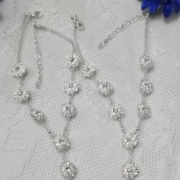 Rhinestone Flower Bridal Barefoot Sandals Size 6-9 - Picture 5 of 6